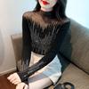 Sexy Hollow Hot Diamond Knitted Sweater for Women's Pullover Sweater Elastic Mesh Lace Bottom Top