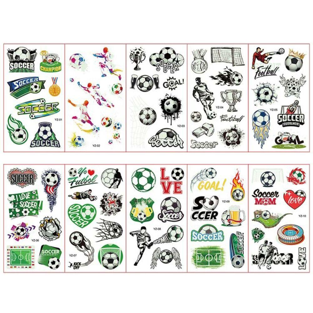 10Pcs/set Soccer Luminous Tattoo Sticker Glowing Cartoon Soccer Tattoo Women Men
