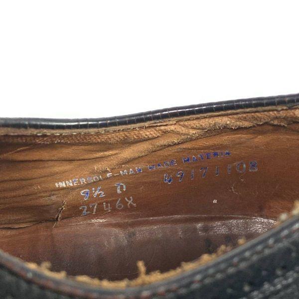 Винтаж 70-80-х годов/J.C. Пенни/Лонгвинговые Американские Полные Броги/9.5D/27.0-27.5см/Черные/(ИСПОЛЬЗОВАЛ)