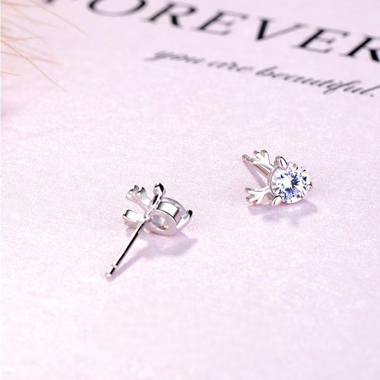 S925 Sterling Silver Antler-Shaped Earrings Fresh Sweet Japanese and Korean Temperamental Small Antlers Earrings Ear Studs