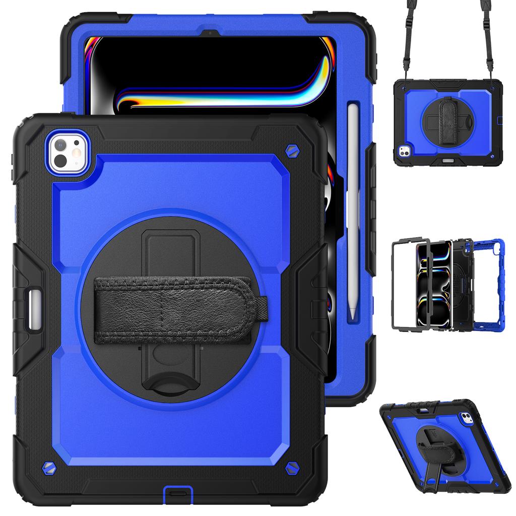 Для iPad Про 13 (2024) Чехол-подставка PC+Силикон для планшета с защитной пленкой для экрана/Ремешком на плечо