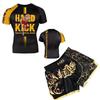 Mens Compression MMA Boxing Training Set Short Sleeve Rash Guard Shorts Combat Sports Fitness