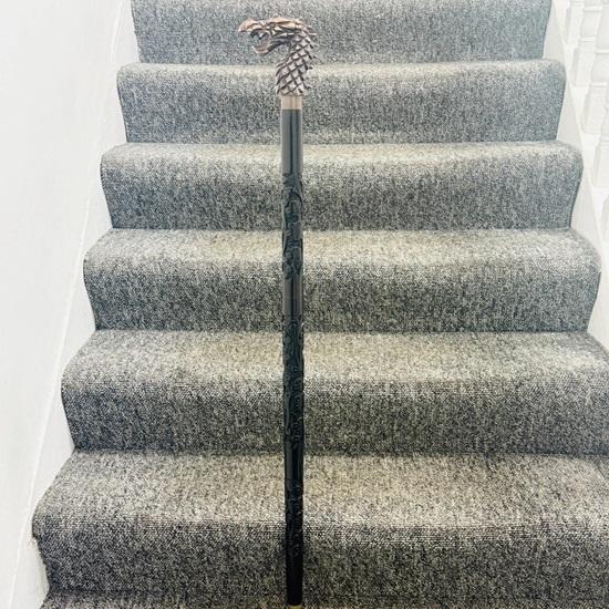 93.98 Cm Brass Walking Stick Dragon Handle Look with Wooden Stick Decorative