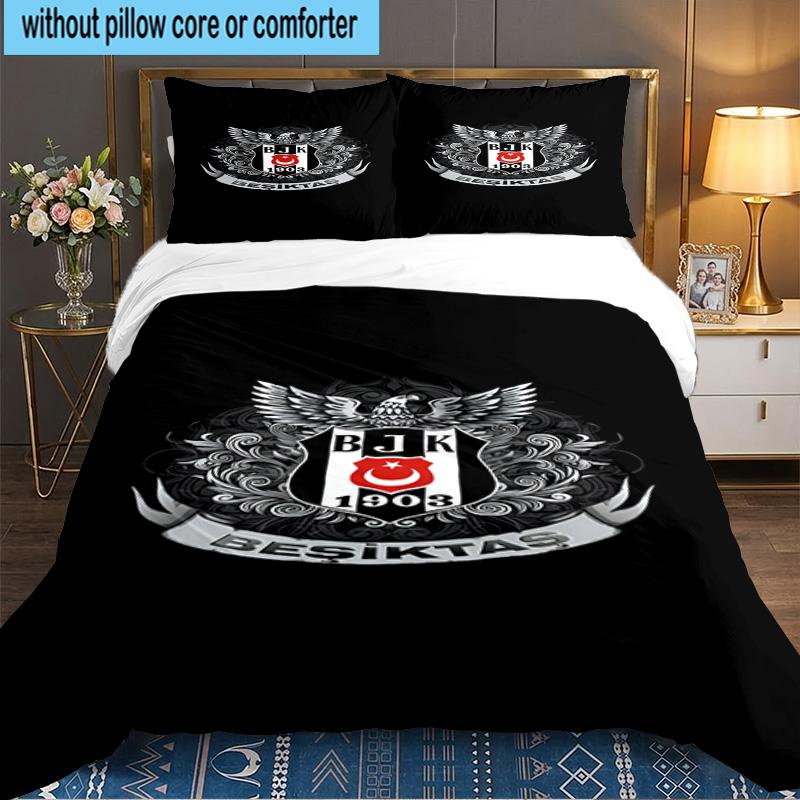 Besiktas Istanbul Football Club 3PCS Bedding set,Ideal for 1pc Duvet Cover And 2pcs Pillowcases Perfect for Fan gift,Ideal for Bedroom, Dormitory