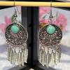 Этнические серьги Ловец снов Серьги с кисточками из листа Бирюзовые серьги Серьги с кисточками из перьев