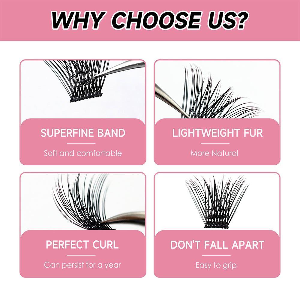 Набор для наращивания ресниц «Сделай сам», 144 шт., 8-16 мм, набор отдельных ресниц, модные пучки для самостоятельного использования