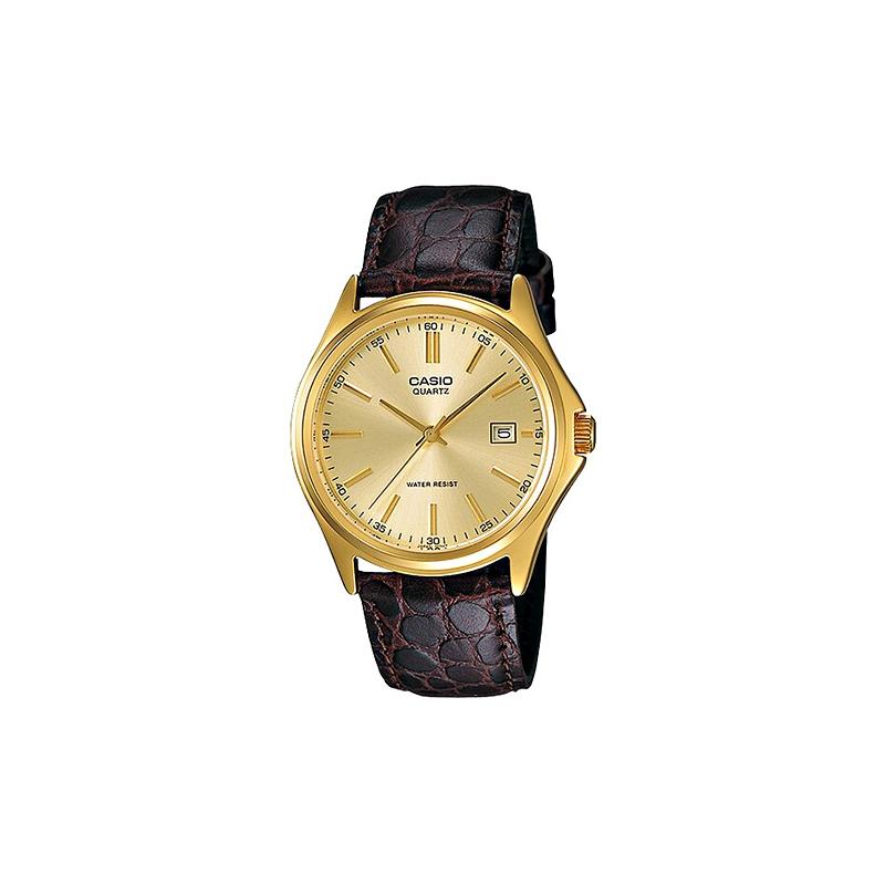 Casio Серия STANDARD Серия ENTICER Простые Деловые Кварцевый Механизм Кожаный Ремешок Японские и Корейские Часы Мужские;s Часы Золотой Циферблат MTP-1183Q-9A