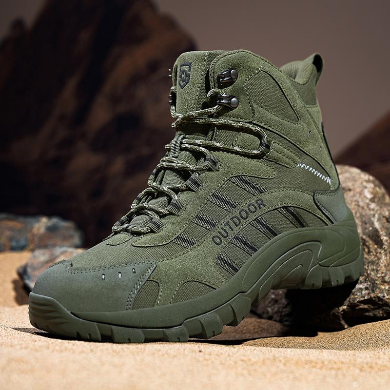 Осенняя спортивная обувь для мужчин с высоким верхом, противоскользящие, походные, спортивные, на толстой подошве, для активного отдыха в пустыне, тактические ботинки для мужчин