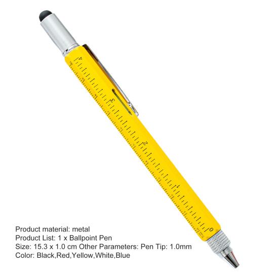 Мультитул-ручка 6 в 1, портативная металлическая износостойкая техническая ручка для офиса