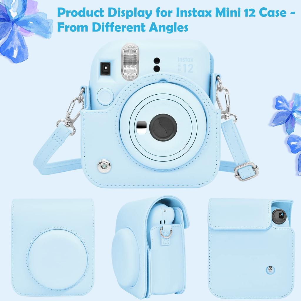kinokoo Instax Mini 12 Case, Fujifilm Instax Mini 12 Camera Case with Snap Closure and Shoulder Strap (Blue)