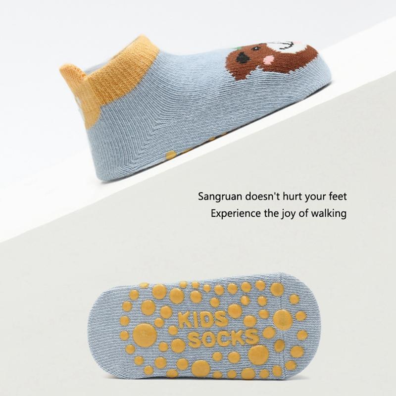 Детские противоскользящие короткие носки с героями мультфильмов, носки-тапочки с клеевой подошвой, детские носки