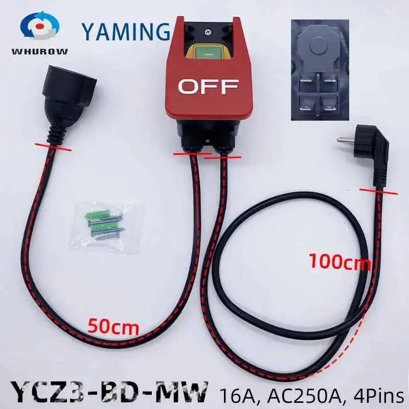 220V-250VAC Single Phase Safety ON-OFF Electromagnetic Switch Wire Plug Socket For Machine Lathe Milling Table Cutter YCZ3-BD