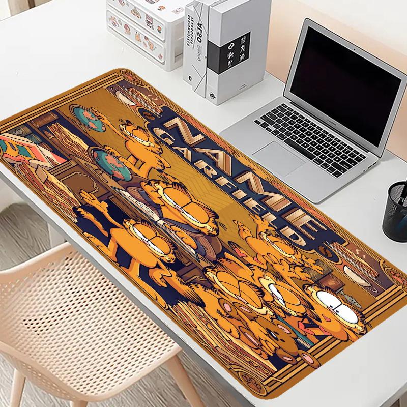 Custom Name Personalized Garfield Pattern Mousepad, Laptop PC Desk Mat, Decorative Desk Mat for Home Keyboard Pad Gift