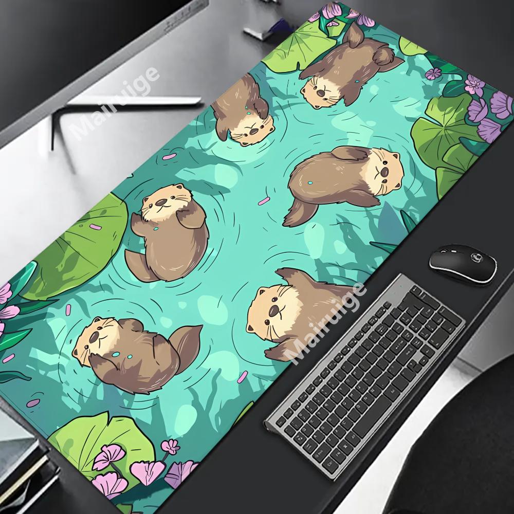 Cute otter Mouse Pad Large Computer Office Game Table Mats XXL Rubber Anti-slip Gaming Keyboard Mousepads Long Desk Pads