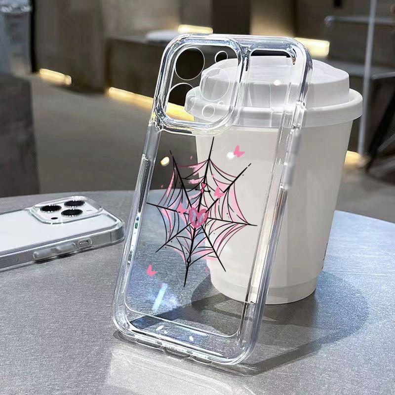 Чехол для Samsung S24 Ultra Чехлы Galaxy A54 Чехол с узором паука Прозрачный кристальный чехол для S23 FE S22 S21 Plus A14 A34 A33 A53 Крышка
