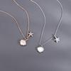 Real 925 Sterling Silver Crystal Shell Starfish Charm Pendant Necklace For Women Wedding Party Jewelry Gift Choker Collar