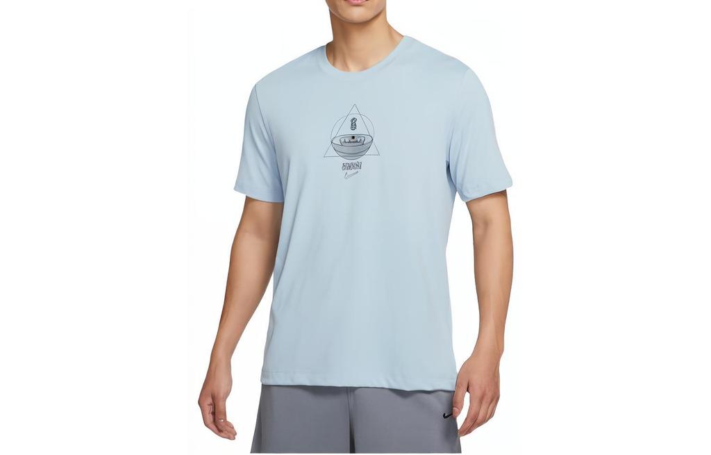 Nike T Shirts Men's Light Blue Crew Neck Moderate Straight Fit DQ1880-425