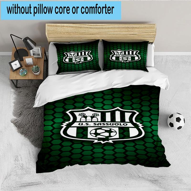 3PCS Sass-uolo Football Crest Bedding set,Ideal for1pc Duvet Cover And 2pcs Pillowcases Perfect for Christmas gift,Ideal for Bedroom, Dormitory