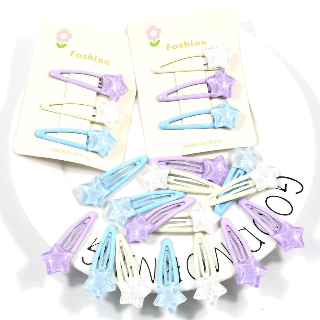 3Pcs Cute Star Shape Hair Clips For Women Candy Color Bang Side Snap Clip Fine Lightning Girls Hair Accessories For Daily Use