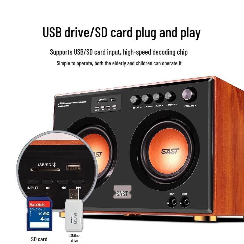 SAST SA-6601 Мощный настольный Bluetooth-динамик для мультимедиа, штекер CN (адаптер в комплекте)