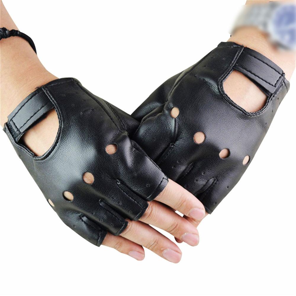 Driving Motor Ride Punk Glove Gloves Fingerless Leather Mittens