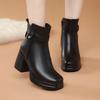 Модные женские зимние ботинки Aiyuqi 2025 Новые из натуральной кожи Модные женские ботильоны на высоком каблуке Платформа Натуральная шерсть Теплые Офисные ботинки