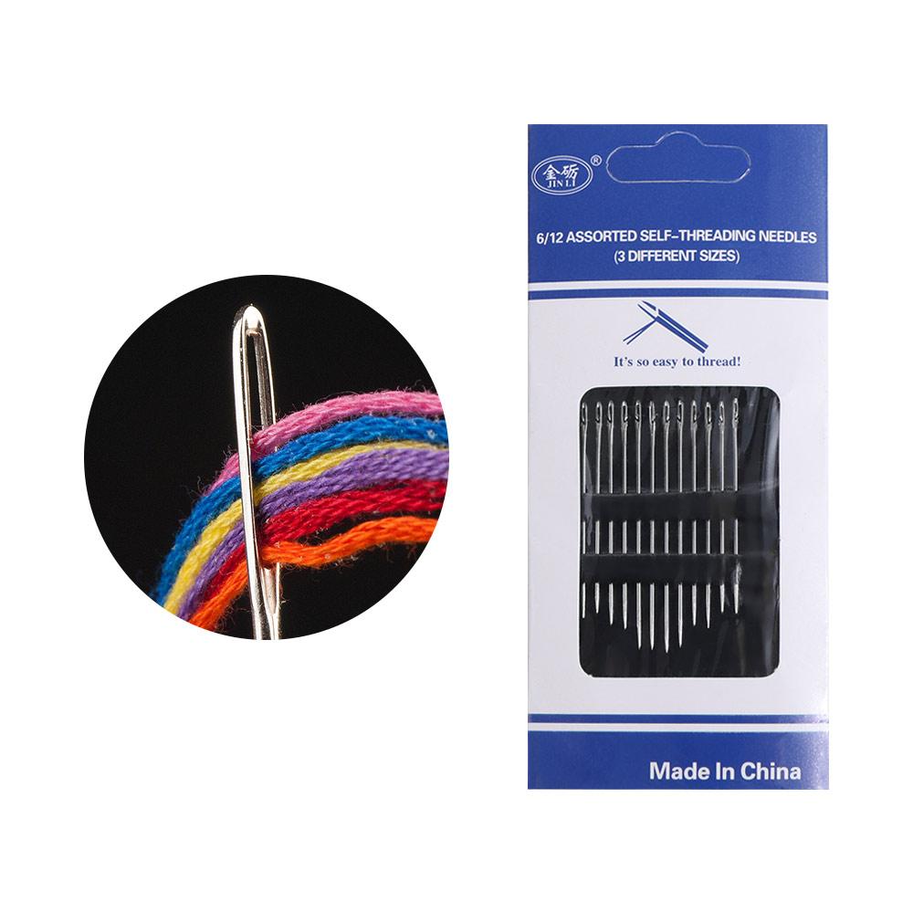 12 шт. Иглы из нержавеющей стали с глухим ушком, иглы для продевания нити с боковым отверстием, ручные инструменты, швейные иглы, для пожилых