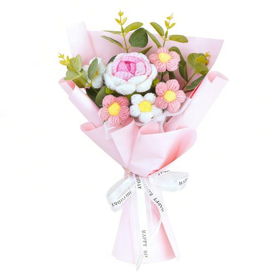 Искусственные цветы ручной работы из хлопковой пряжи вечный цветок вязаный крючком букет день рождения мама жена любовница выпускной домашний декор