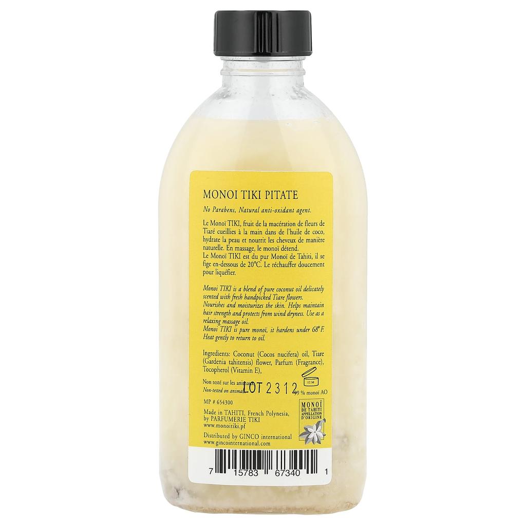 Monoi Tiki Tahiti®, Coconut Oil, Pitat Jasmine, 120 Ml (4 Fl Oz)