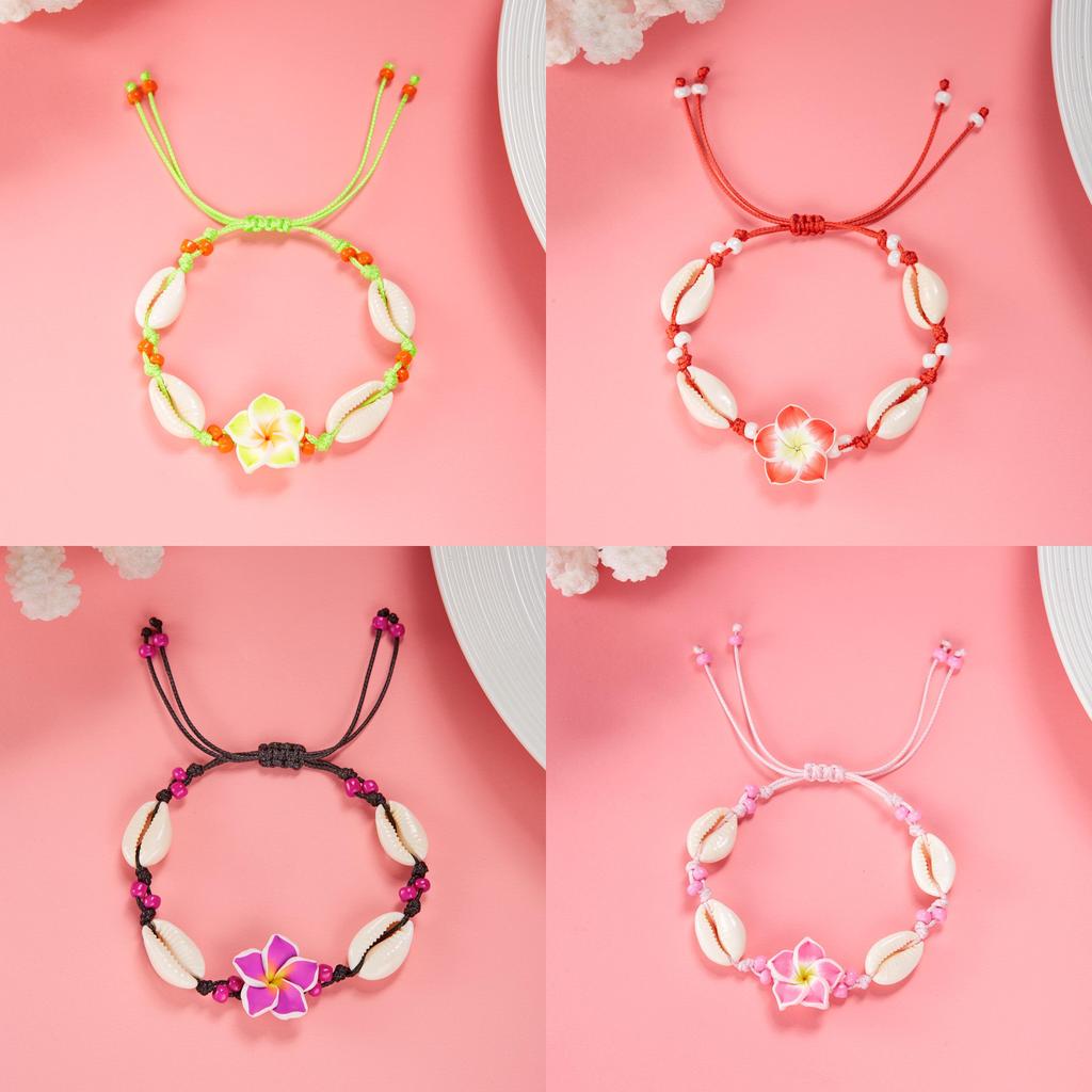 Summer Fashion Handmade Flower Bead Anklet With Adjustable Woven Design For Women