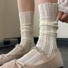 Summer Thin Net Socks Paired with Mary Jane Shoes, Ballet-style Hollowed-out Linen Patterned Mid-calf Socks, Women's Pile-up Socks