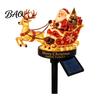 Weather Resistant Yard Art Santa And Reindeer Sleigh Solar Garden Stake Light, Warm LED Christmas Pathway Path Lights Lamp, Powered Outdoor Waterproof