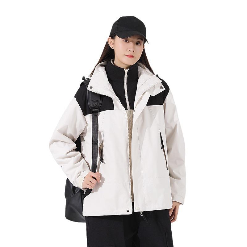 Winter Outdoor Jacket for Men and Women Three-in-one Two-piece Set Fleece Thickened Windproof Mountaineering Jacket