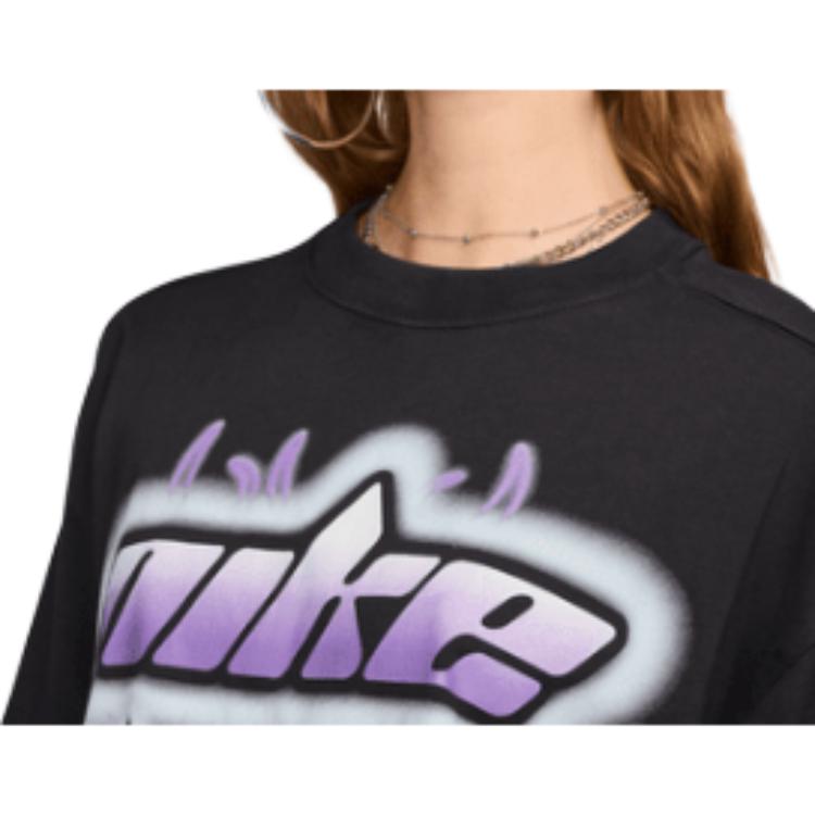 Nike Футболки женские черные с круглым вырезом FZ1147-010