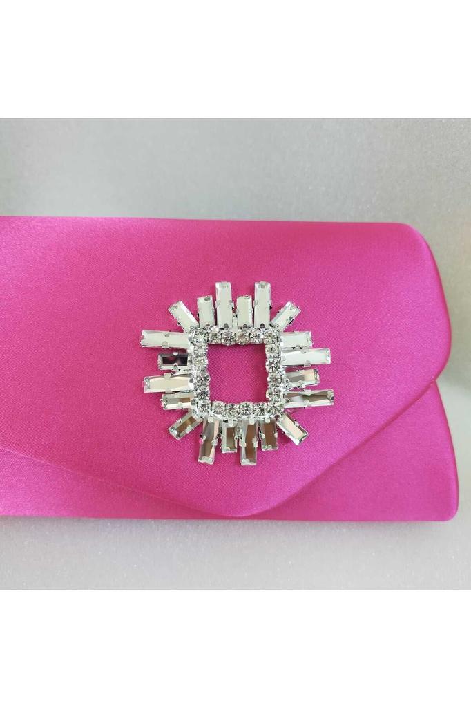 Women's Stylish and Useful Evening Dress Bag Shiny Beige Satin Stone Evening Dress Bag