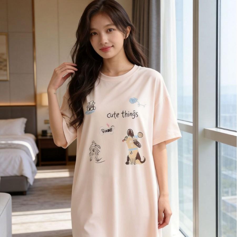 Casual Summer Sleep Dress For Women With Cotton Blend Fabric For Home And Lounge Use