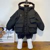Winter Down Cotton Jacket Boys Black Hooded Coat Children Outerwear Clothing Kids Parka Padded Snowsuit