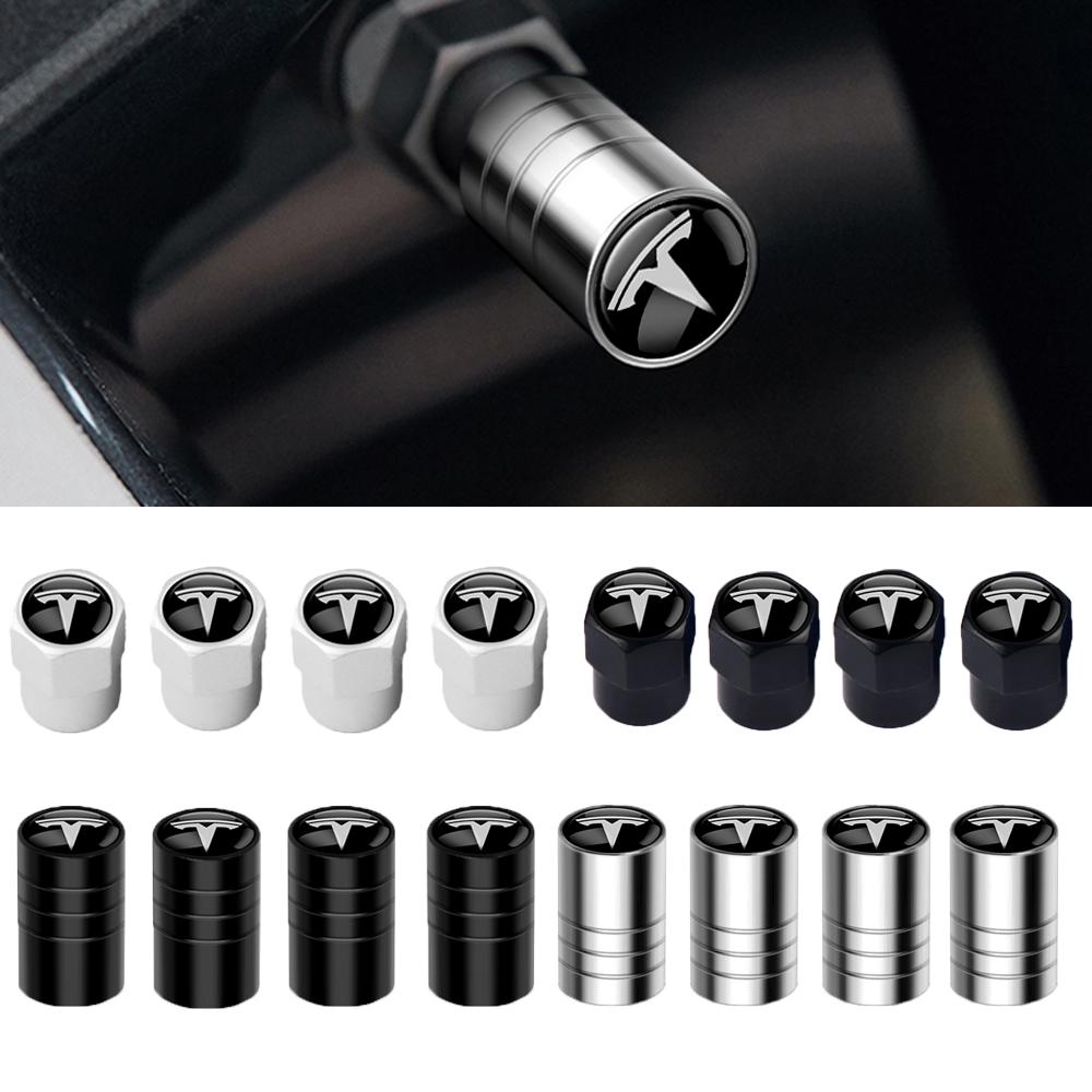 ZMPBD1 4PCS Metal Car Wheel Tire Valve Air Stem Cap For Tesla Model 3 Model S Model X Model Y Roadster Invader Coil Mod WYE Bonina