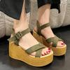 Fashion 2024 New Wedge Heel Summer New Fashion Platform Thick Bottom Buckle Casual Comfortable Walking Shoes Sandals for Women