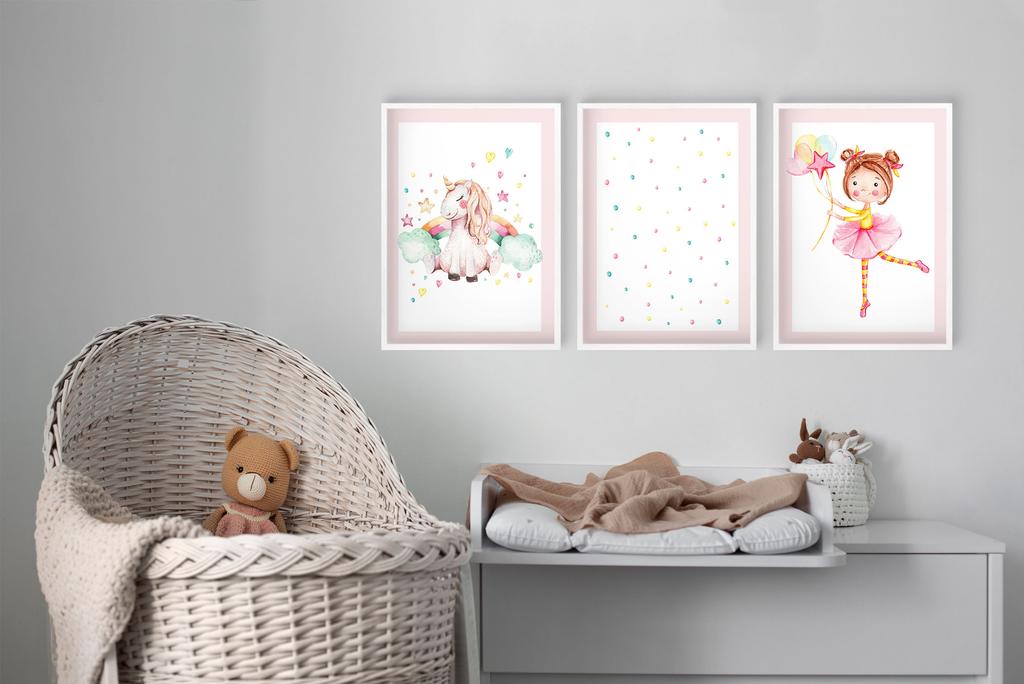 Plakaty dla dzieci Zestaw pastelowa baletnica jednorożec do pokoju dziecka 50x70
