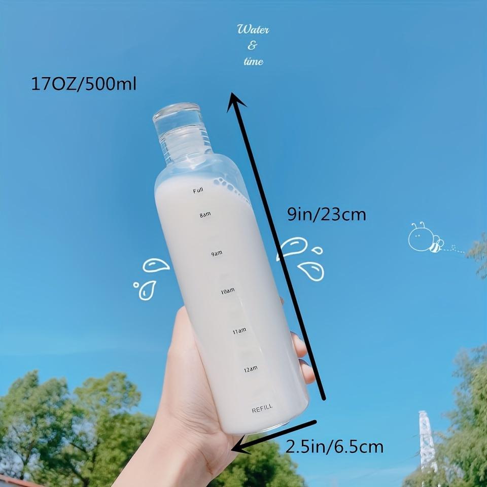 16.9oz/500ml Простая чашка со шкалой времени, прозрачная пластиковая чашка, модная прозрачная спортивная бутылка для воды, герметичная, портативная, для сока, молока