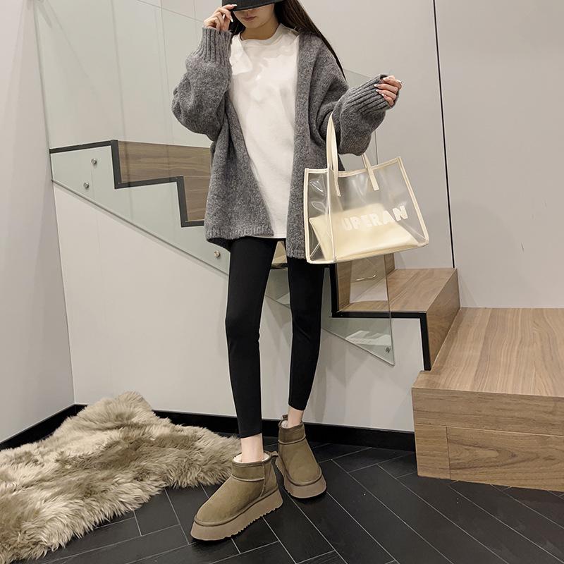 Женские водонепроницаемые ботинки для снега из натуральной кожи 2024 года, короткие, Zhou Dongyu Star Edition, противообрастающие мини-ботинки