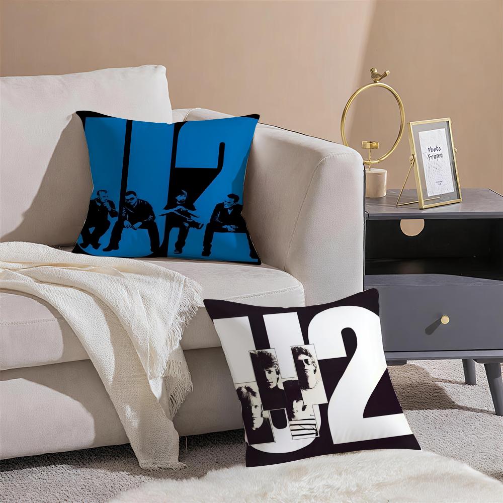 Rock Band UU2 Cushion Cover Throw Pillow Cover Hidden Button Durable Polyester Chair Cushion