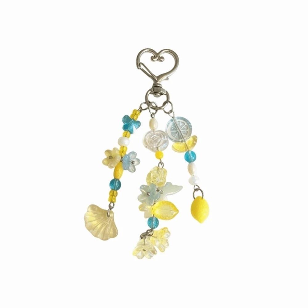 Acrylic Beads Flower Pendant Contrast Color Star Tassel Key Chain Beaded Hanging Backpack Decor