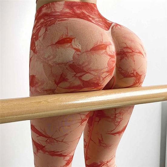 Seamless Tie Dye Print Gym Pants High Waist Tummy Control Yoga Tights Elastic Sports Leggings for Women Spandex