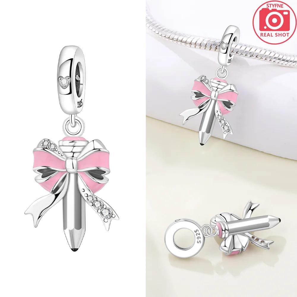 Pink Zircon Love copper Bead Charms Charm Bead Charms Compatible With Bracelets Women Jewellery Diy Anniversary Gift Delicate Accessories Bag Charm