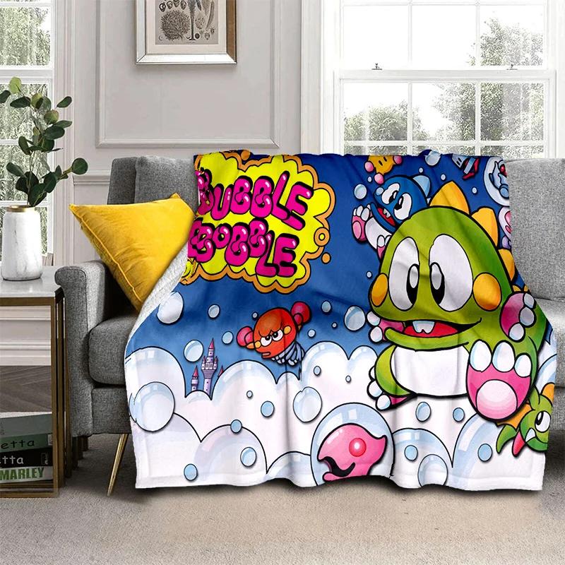 Мультяшная игра Bubble Bobble Геймер 3D Плед, Мягкий плед для дома Спальни Кровати Дивана Пикника Путешествия Офиса Покрывало Дети
