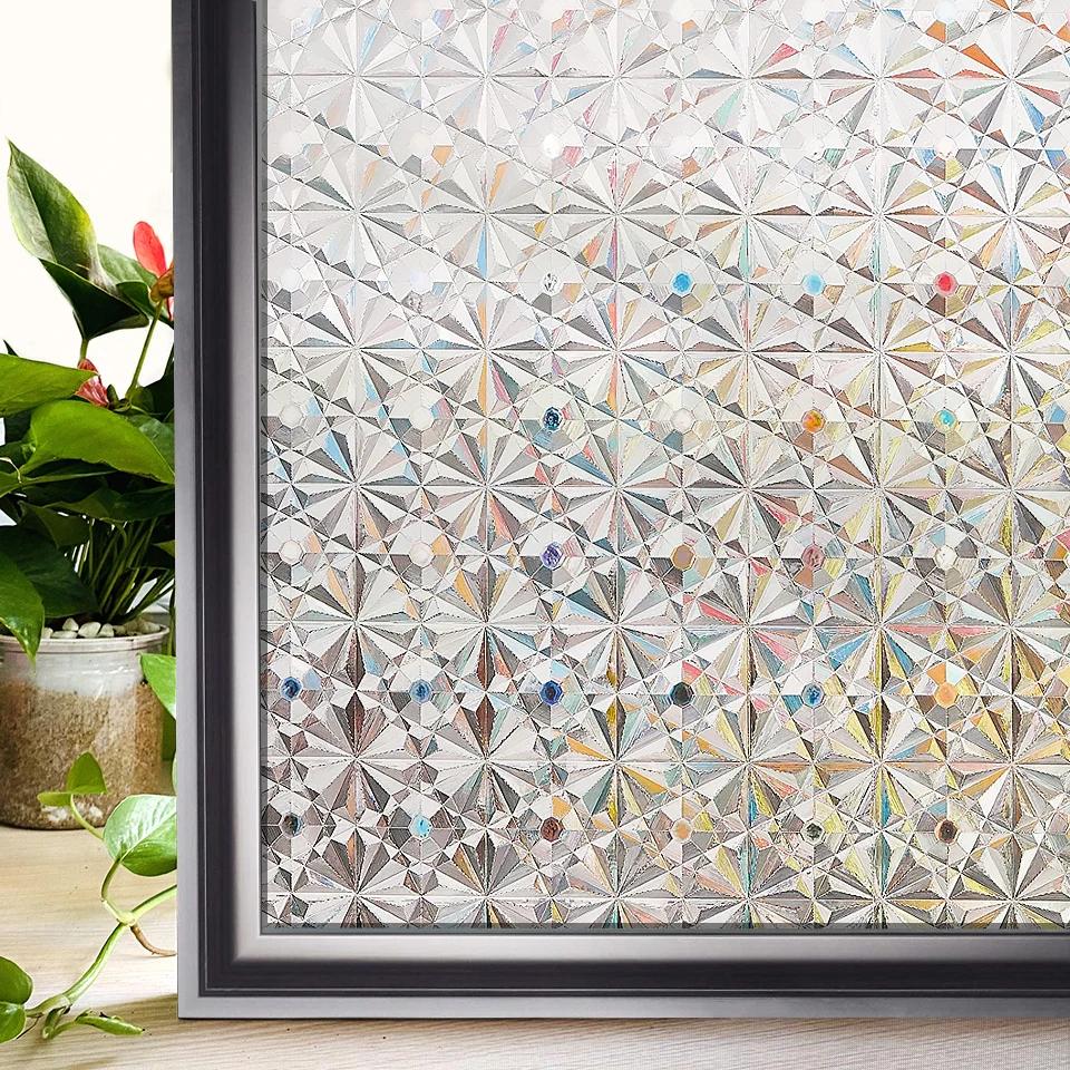 Больше стилей 3D Радуга Окно Конфиденциальность Витражное Стекло Оконная Пленка Анти Вид Теплоизоляция Окно Наклейка Винил для Стеклянных Окнов