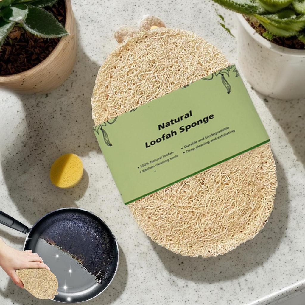 Natural Luffa DishTowel Washing Cloth Sponge Loofah Scrub Pad Dish Pot Oil Stain Removing Scrubber Kitchen Clean Brushes Pad