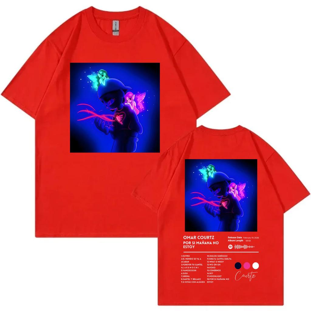 Singer Omar Courtz Double Sided Print Tshirt Por Si Mañana No Estoy Album Poster Graphic T Shirts Unisex Casual Cotton Tshirts